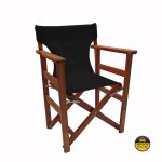 Πολυθρόνα ξύλινη Σκηνοθέτη βαρέως τύπου καφέ με καραβόπανο μαύρο