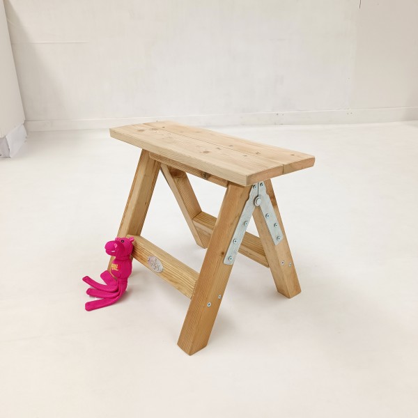 Σκαμπό παιδικό αναδιπλούμενο - Καβαλέτο mini σταθερό από φυσικό ξύλο 45Χ45Χ45(υ)εκ.